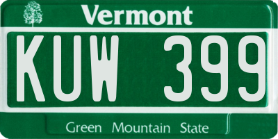 VT license plate KUW399