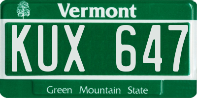 VT license plate KUX647
