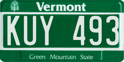 VT license plate KUY493