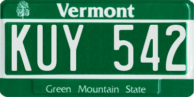 VT license plate KUY542