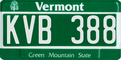 VT license plate KVB388
