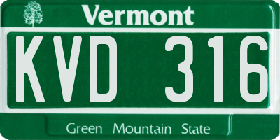 VT license plate KVD316