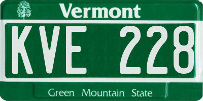 VT license plate KVE228