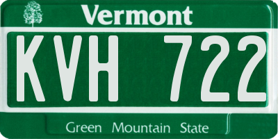 VT license plate KVH722
