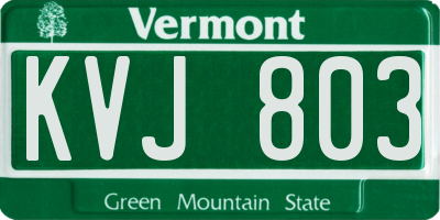 VT license plate KVJ803