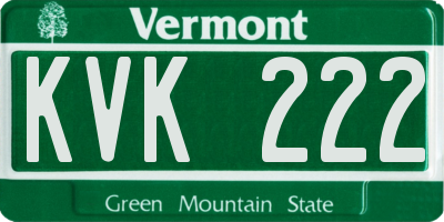 VT license plate KVK222
