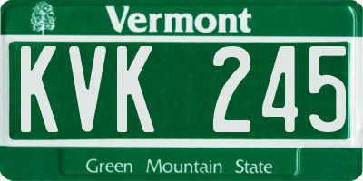VT license plate KVK245