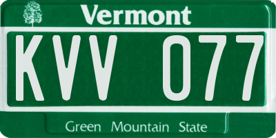 VT license plate KVV077