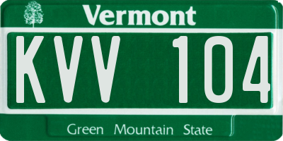 VT license plate KVV104
