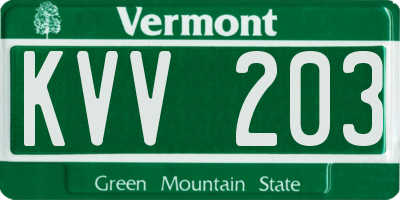 VT license plate KVV203