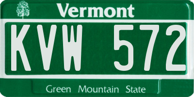 VT license plate KVW572