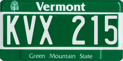 VT license plate KVX215