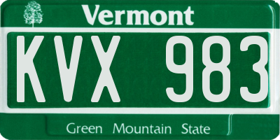 VT license plate KVX983
