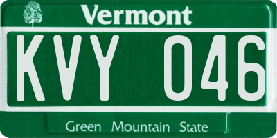 VT license plate KVY046