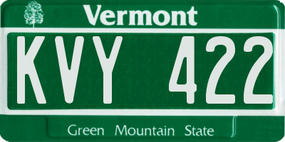 VT license plate KVY422