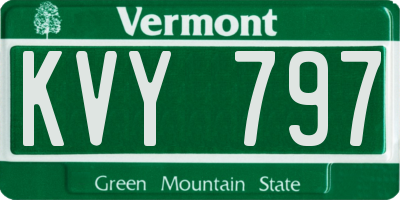 VT license plate KVY797