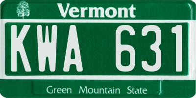 VT license plate KWA631