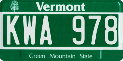VT license plate KWA978