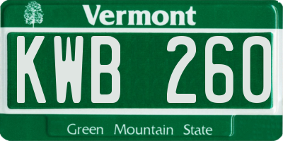 VT license plate KWB260