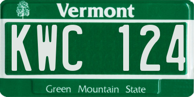 VT license plate KWC124
