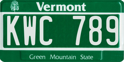 VT license plate KWC789