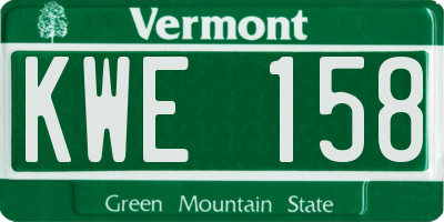 VT license plate KWE158