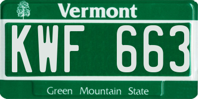 VT license plate KWF663