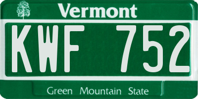 VT license plate KWF752