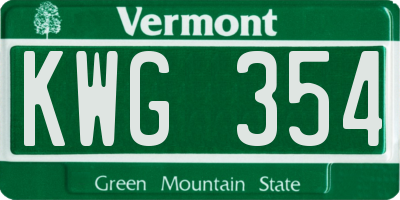 VT license plate KWG354