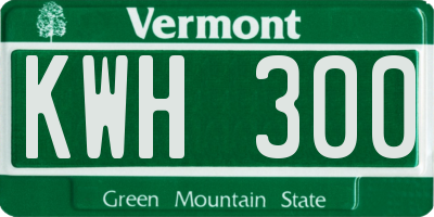 VT license plate KWH300