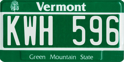VT license plate KWH596