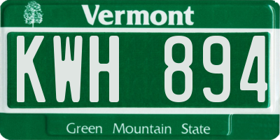 VT license plate KWH894