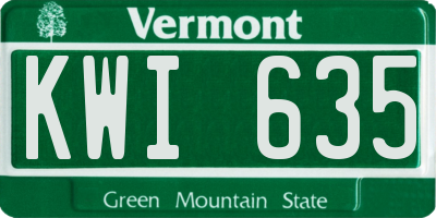 VT license plate KWI635
