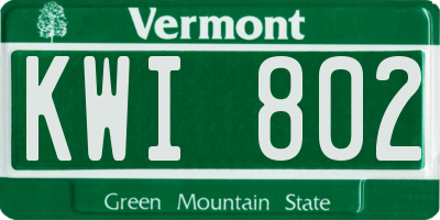 VT license plate KWI802