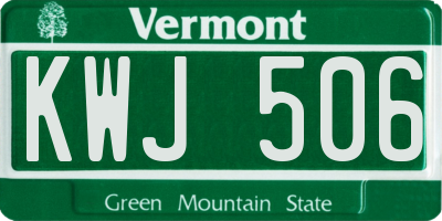 VT license plate KWJ506