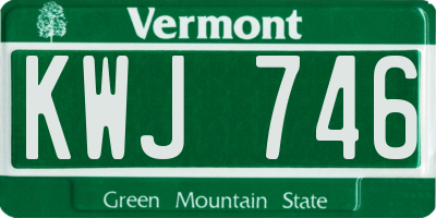 VT license plate KWJ746