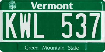 VT license plate KWL537