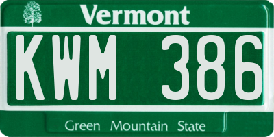 VT license plate KWM386