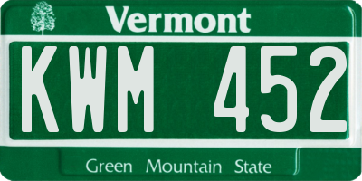 VT license plate KWM452