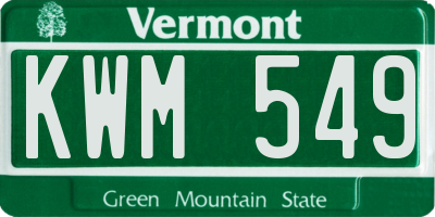 VT license plate KWM549