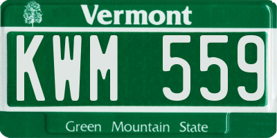 VT license plate KWM559