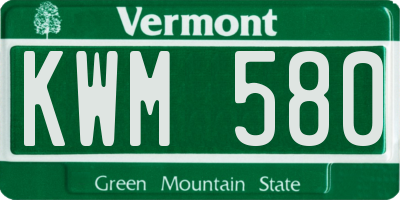 VT license plate KWM580