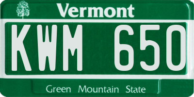VT license plate KWM650
