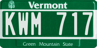 VT license plate KWM717