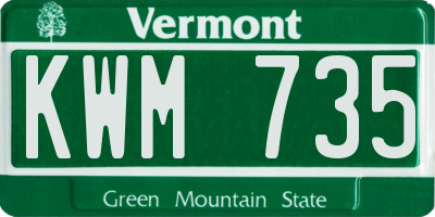 VT license plate KWM735