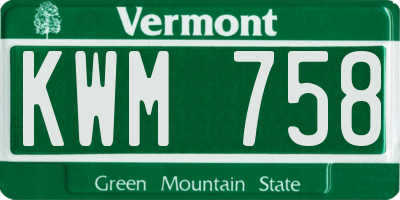 VT license plate KWM758
