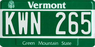 VT license plate KWN265