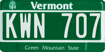 VT license plate KWN707