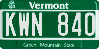 VT license plate KWN840