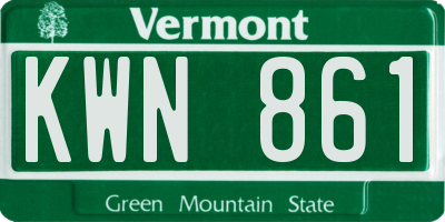 VT license plate KWN861